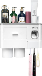 Toothbrush Holder for Bathroom 4 Cups Wall Mounted