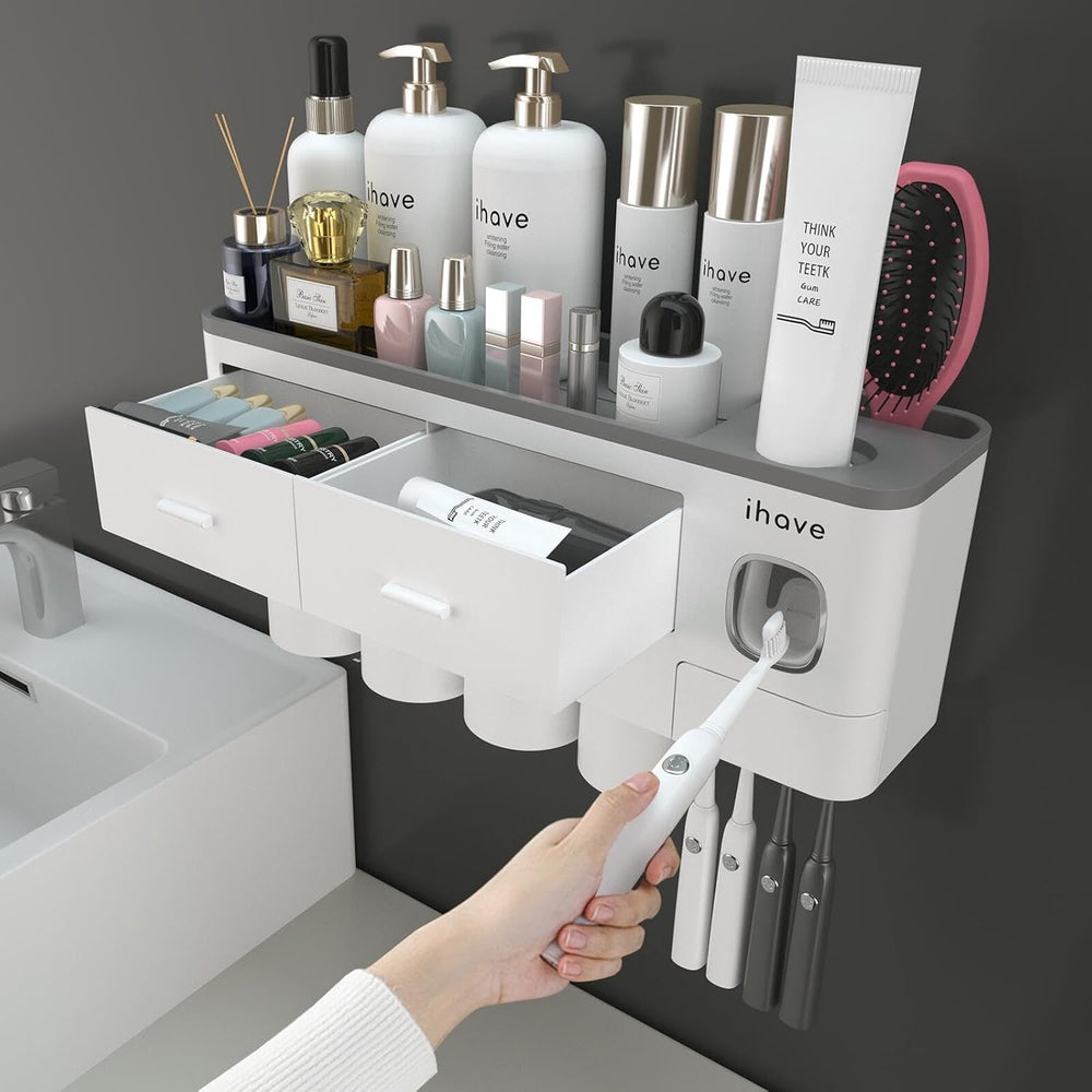 Toothbrush Holder for Bathroom 4 Cups Wall Mounted