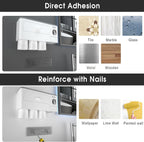Toothbrush Holder for Bathroom 4 Cups Wall Mounted