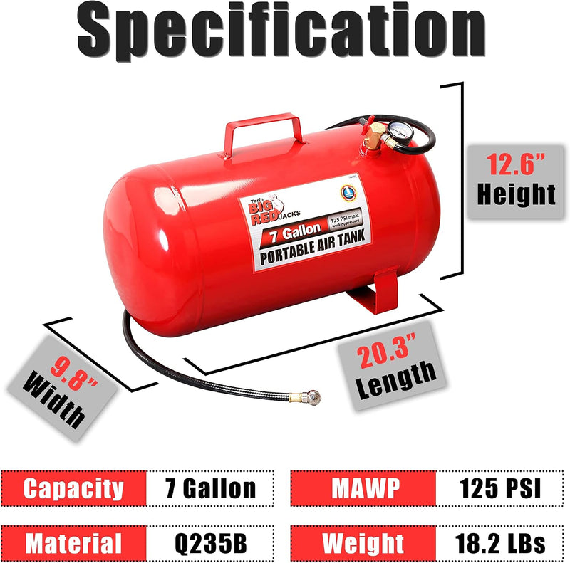 Torin Portable Horizontal Air Tank with 36" Hose