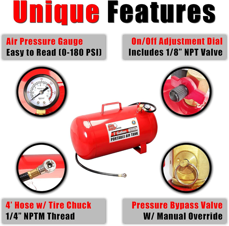 Torin Portable Horizontal Air Tank with 36" Hose