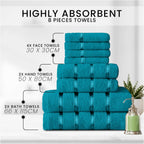 Towel Bale Set Water Absorbent Bathroom Towels Accessories (8 Piece)