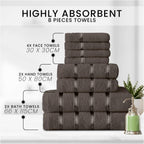 Towel Bale Set Water Absorbent Bathroom Towels Accessories (8 Piece)