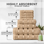 Towel Bale Set Water Absorbent Bathroom Towels Accessories (8 Piece)
