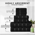 Towel Bale Set Water Absorbent Bathroom Towels Accessories (8 Piece)