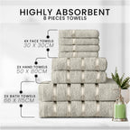 Towel Bale Set Water Absorbent Bathroom Towels Accessories (8 Piece)