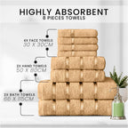 Towel Bale Set Water Absorbent Bathroom Towels Accessories (8 Piece)