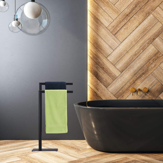Towel Rack 2 Bars Free Standing for Bathroom