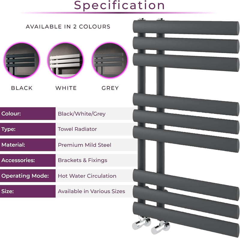 Towel Radiator 820 X 500 Heated Rail Vertical