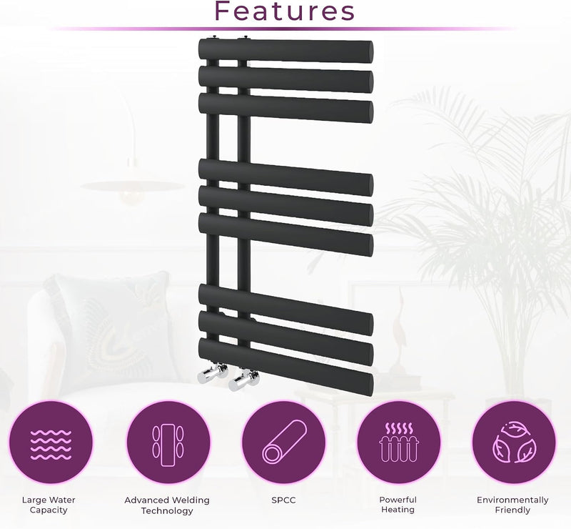 Towel Radiator 820 X 500 Heated Rail Vertical