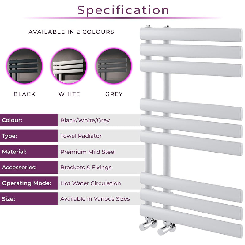 Towel Radiator 820 X 500 Heated Rail Vertical