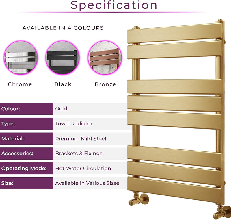Towel Rail 800MM X 500MM Brushed Bathroom Radiator