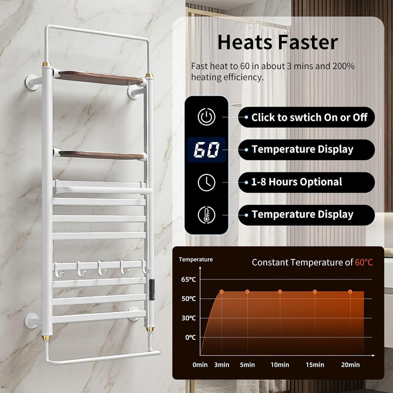 Towel Rail Self-Adhesive Wall Mounted 10 Bar 960x485MM
