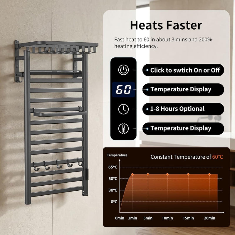 Towel Rail Self-Adhesive Wall Mounted 10 Bar 960x485MM