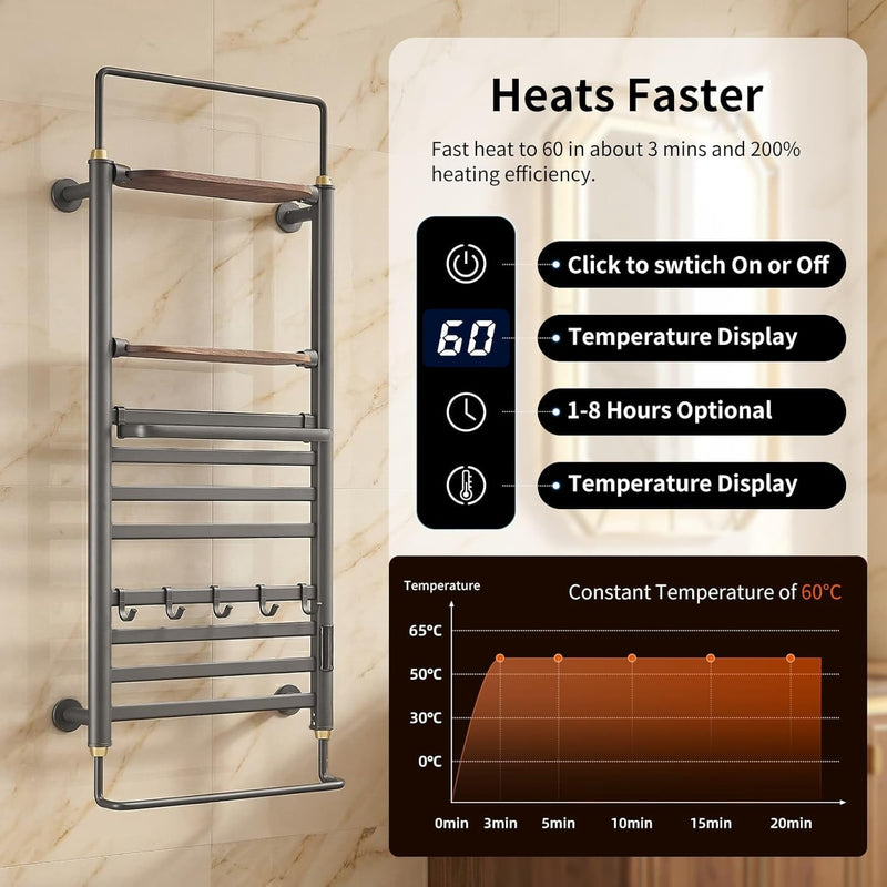 Towel Rail Self-Adhesive Wall Mounted 10 Bar 960x485MM
