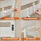 Towel Rail Self-Adhesive Wall Mounted 10 Bar 960x485MM