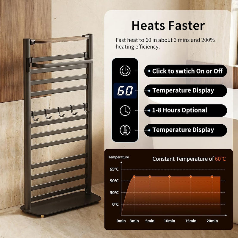 Towel Rail Self-Adhesive Wall Mounted 10 Bar 960x485MM