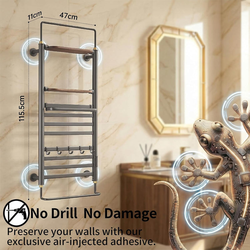 Towel Rail Self-Adhesive Wall Mounted 10 Bar 960x485MM