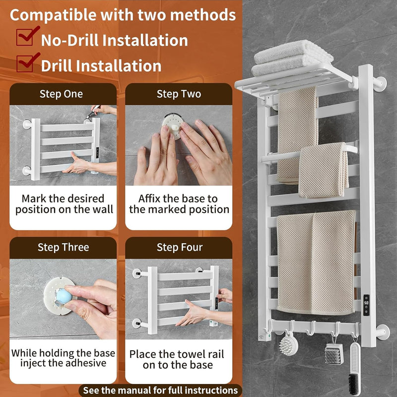 Towel Rail Self-Adhesive Wall Mounted 10 Bar 960x485MM