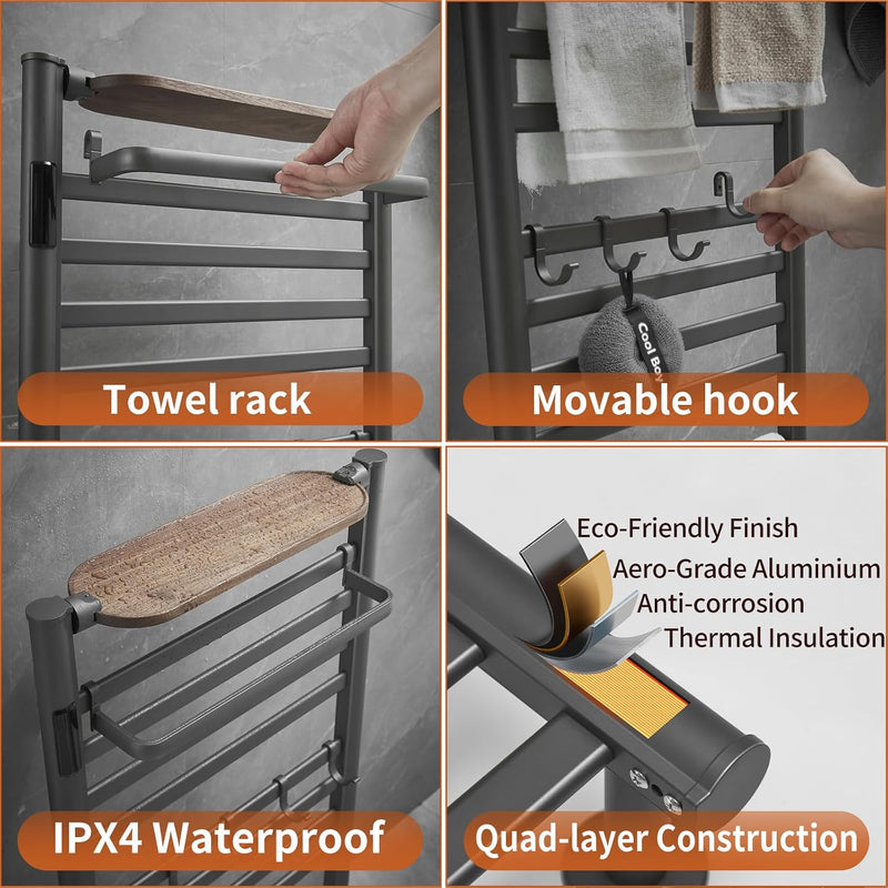 Towel Rail Self-Adhesive Wall Mounted 10 Bar 960x485MM