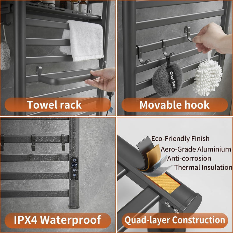 Towel Rail Self-Adhesive Wall Mounted 10 Bar 960x485MM