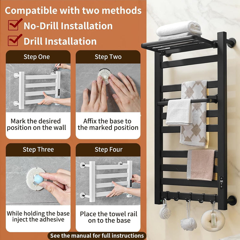 Towel Rail Self-Adhesive Wall Mounted 10 Bar 960x485MM