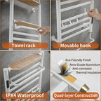 Towel Rail Self-Adhesive Wall Mounted 10 Bar 960x485MM