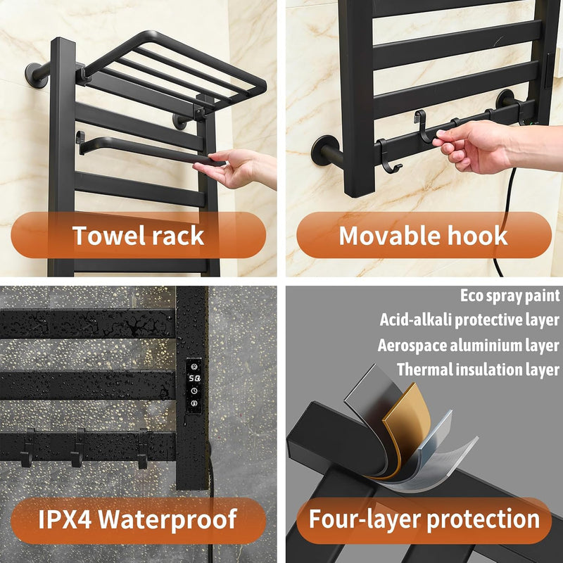 Towel Rail Self-Adhesive Wall Mounted 10 Bar 960x485MM