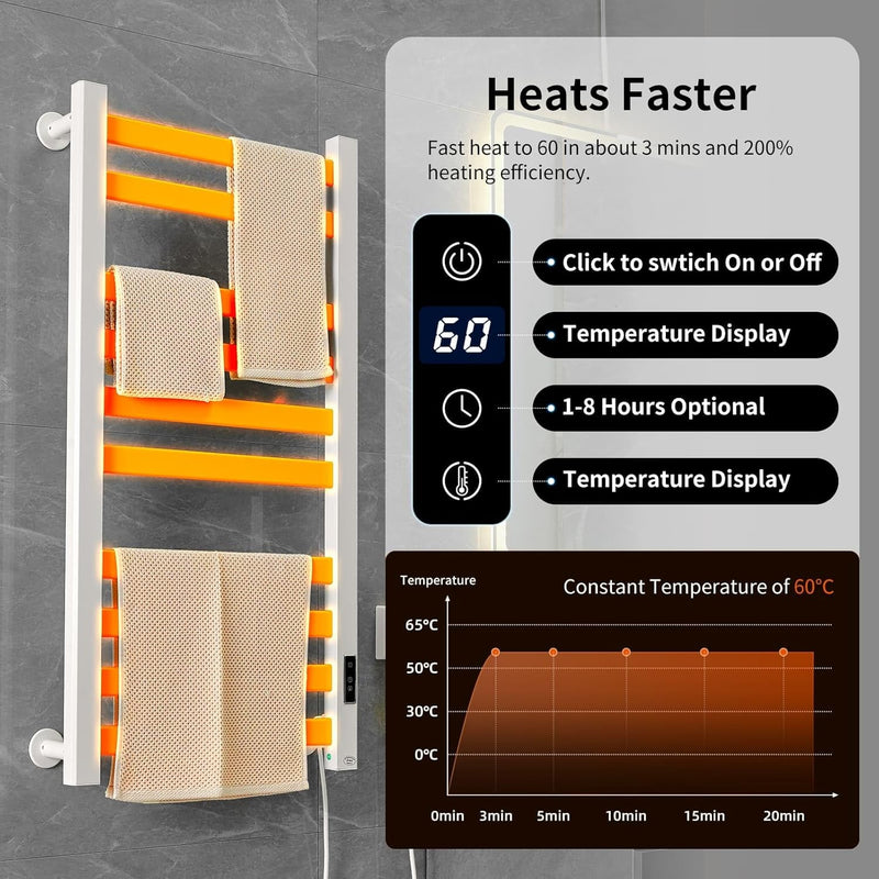 Towel Rail Self-Adhesive Wall Mounted 10 Bar 960x485MM