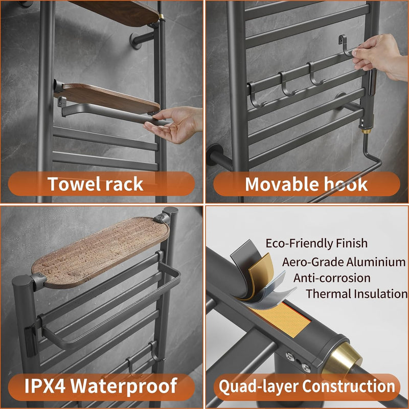 Towel Rail Self-Adhesive Wall Mounted 10 Bar 960x485MM