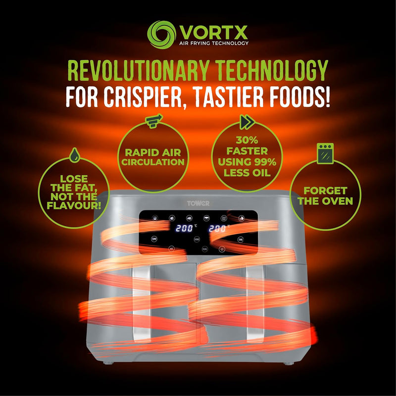 T17137wht Vortx 8.5L Dual Basket Air Fryer
