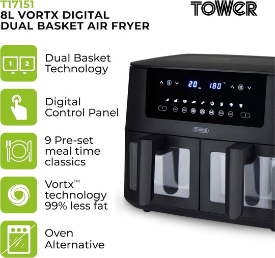 Vortx Vizion 9L Dual Basket Air Fryer