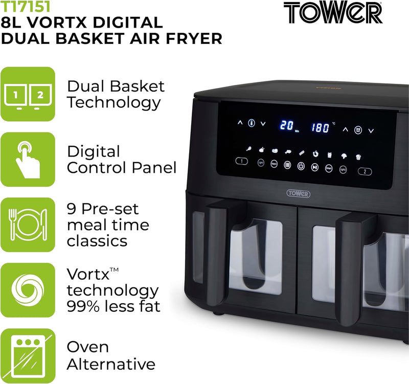 Vortx Vizion 9L Dual Basket Air Fryer