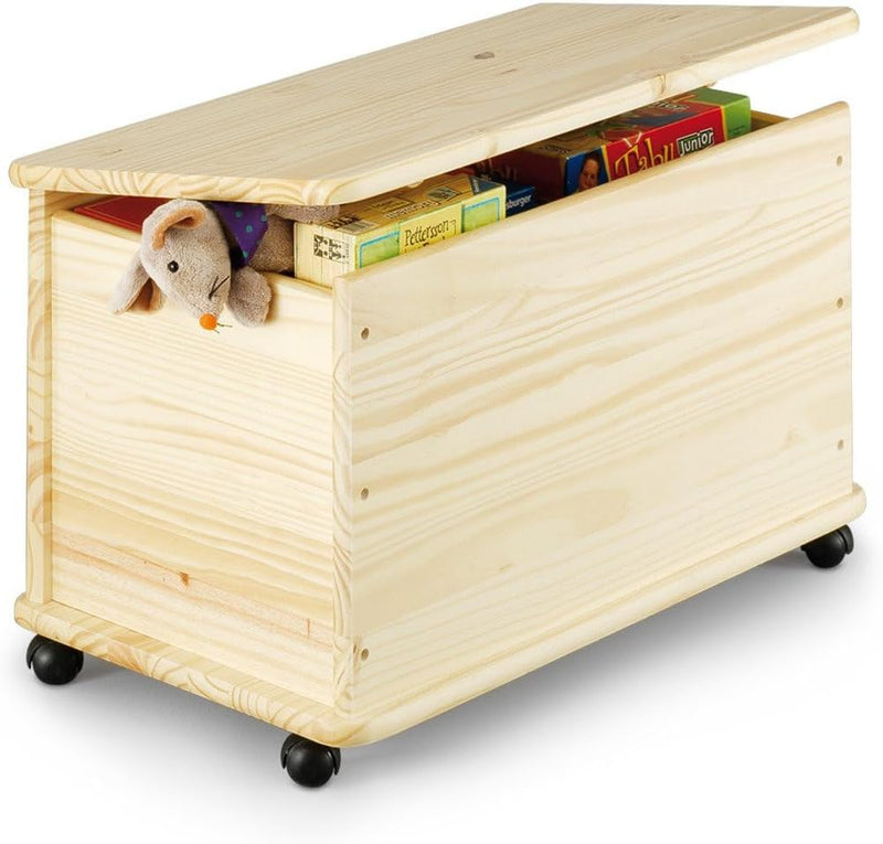 Toy Box with Wheels Pine