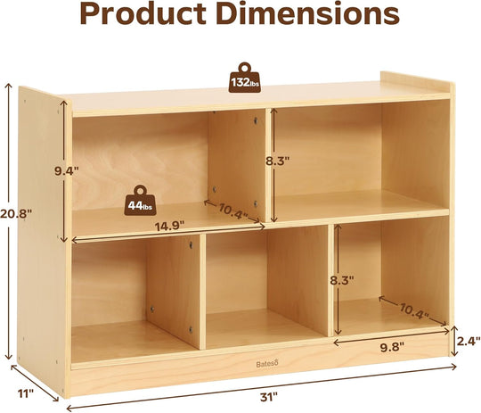 Toy Storage Organiser 2-Shelf Montessori Bookshelf 5-Section