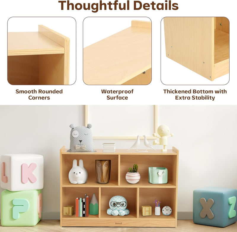 Toy Storage Organiser 2-Shelf Montessori Bookshelf 5-Section