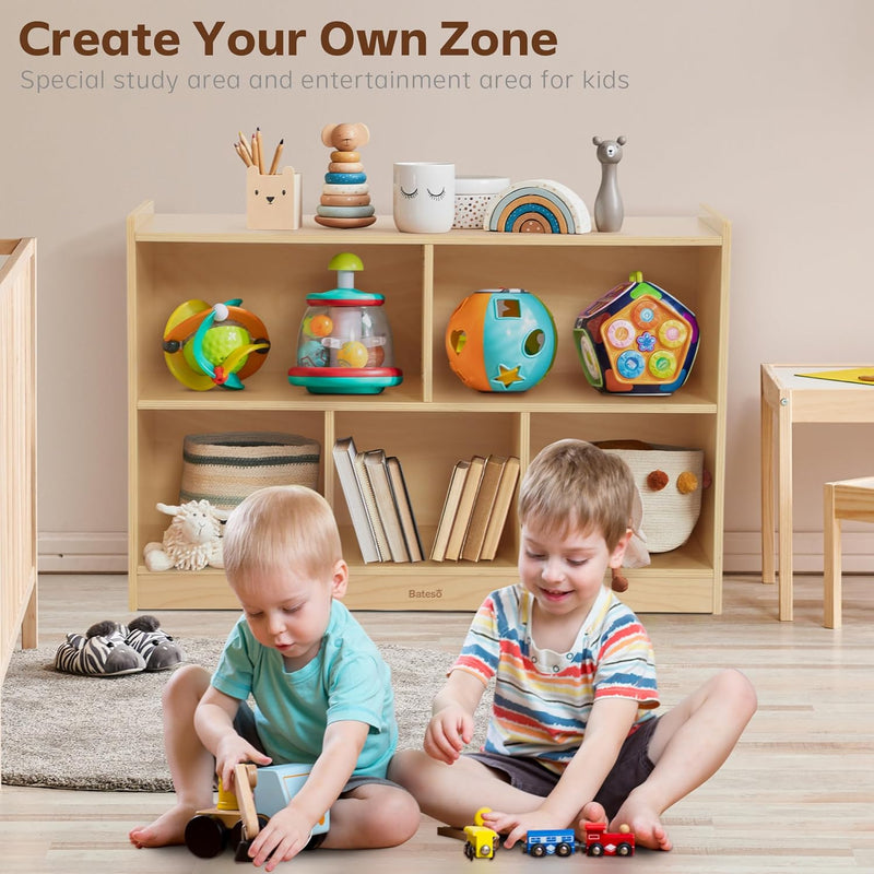 Toy Storage Organiser 2-Shelf Montessori Bookshelf 5-Section