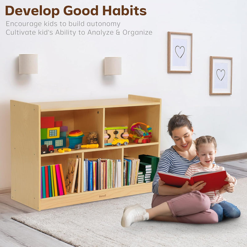 Toy Storage Organiser 2-Shelf Montessori Bookshelf 5-Section
