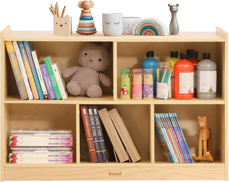 Toy Storage Organiser 2-Shelf Montessori Bookshelf 5-Section