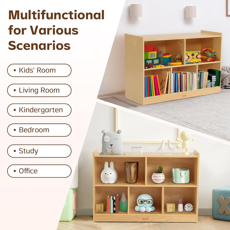Toy Storage Organiser 2-Shelf Montessori Bookshelf 5-Section