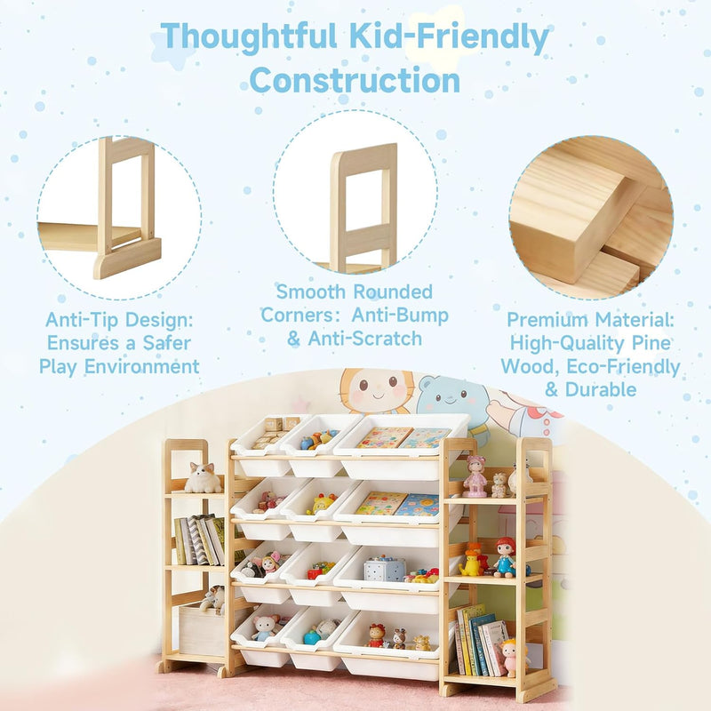 Toy Storage Organiser 6 Shelves and 12 Bins