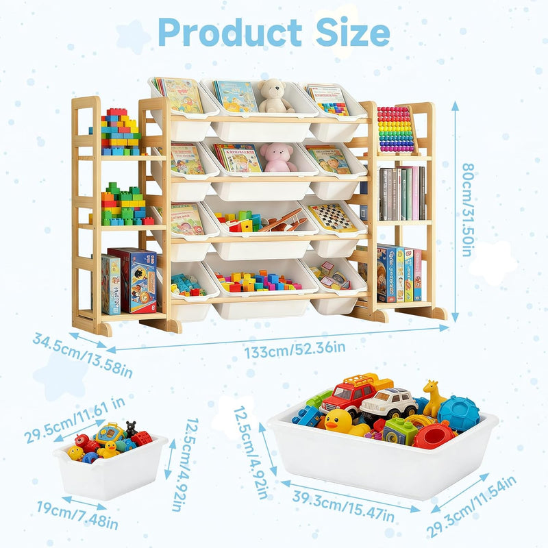 Toy Storage Organiser 6 Shelves and 12 Bins