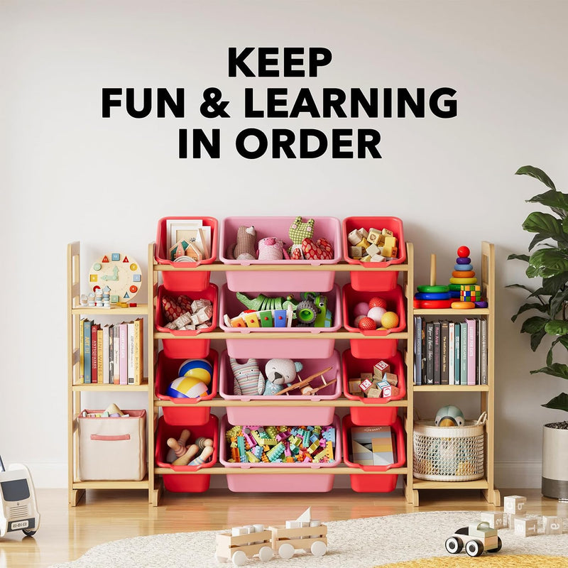 Toy Storage Organiser with 6 Shelves and 16
