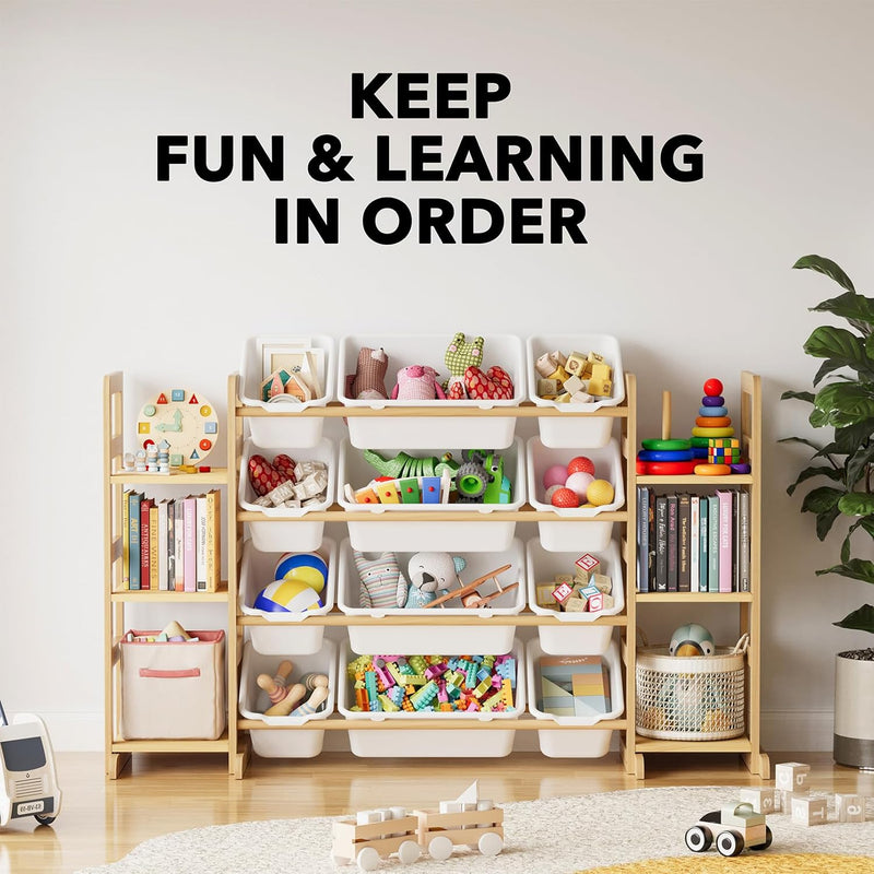 Toy Storage Organiser with 6 Shelves and 16