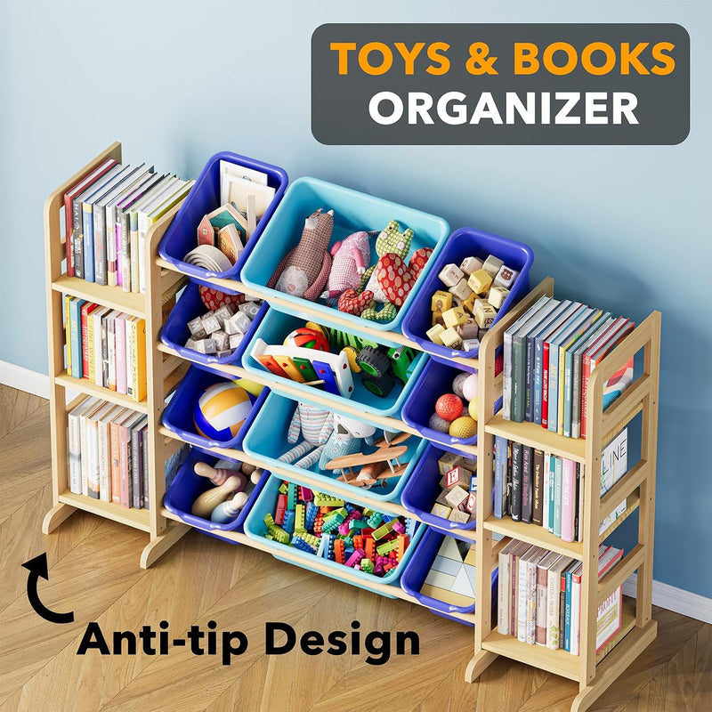 Toy Storage Organiser with 6 Shelves and 16