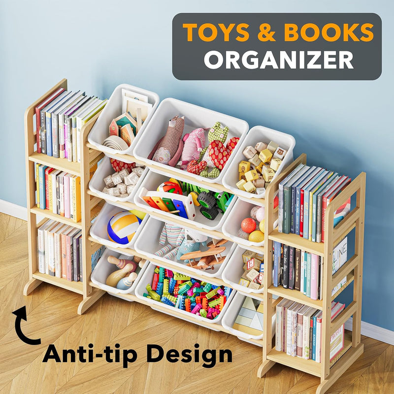 Toy Storage Organiser with 6 Shelves and 16