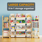 Toy Storage Organiser with 6 Shelves and 16