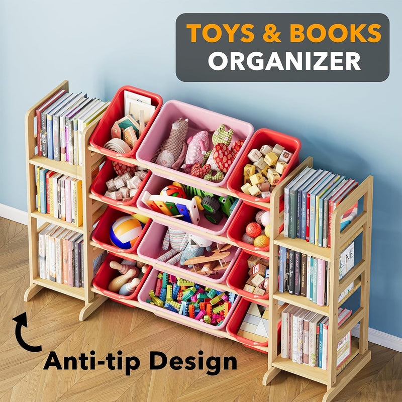 Toy Storage Organiser with 6 Shelves and 16