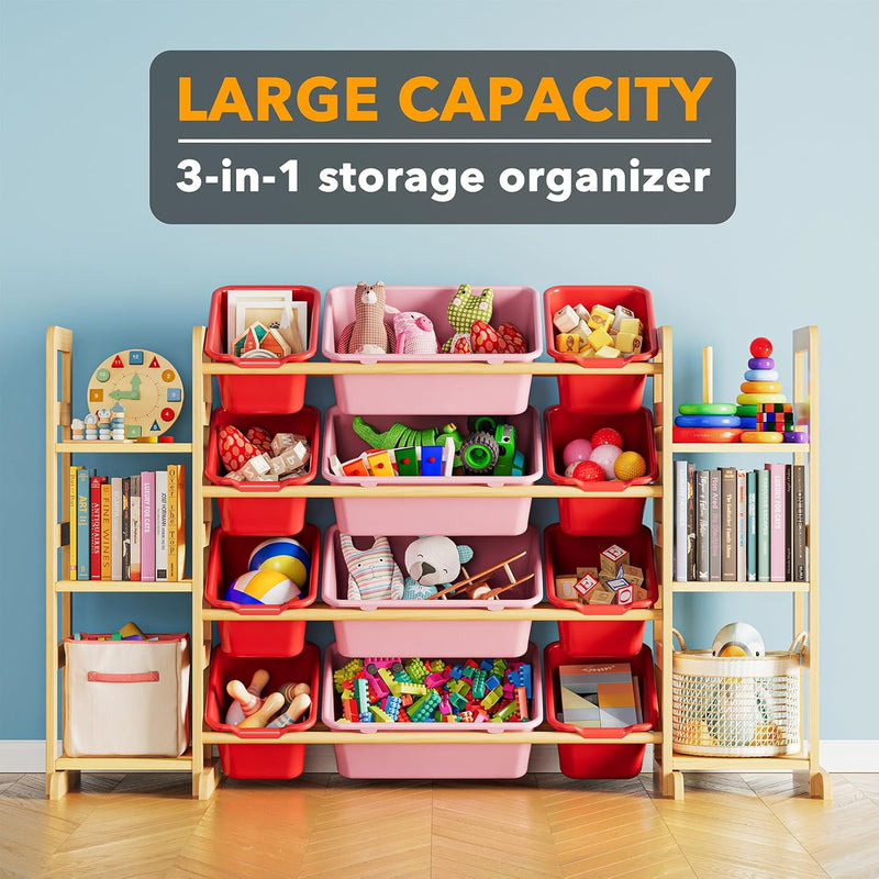 Toy Storage Organiser with 6 Shelves and 16