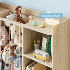 Toy Storage Organiser with Stuffed Animal Wooden Zoo